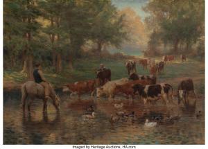 DEYROLLE Theophile Louis 1844-1923,The watering pond,1905,Heritage US 2023-06-09