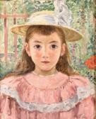 DEZAUNAY Emile Alfred 1854-1938,La fillette en robe rose,1897,Mercier & Cie FR 2009-12-06