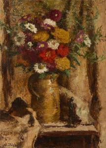 DEZIRE Henry 1878-1965,Bouquet de fleurs et statuette,Artprecium FR 2013-09-26