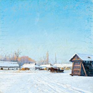 DEZSO Meilinger 1892-1960,Horse sleigh in winter,1924,Nagyhazi galeria HU 2018-03-06
