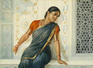 DHURANDHAR Mahadev Vishvanath 1867-1944,Untitled (Seated Lady),Christie's GB 2023-03-22