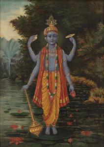 DHURANDHAR Mahadev Vishvanath 1867-1944,Untitled (Vishnu),1904,Saffronart India IN 2022-12-14