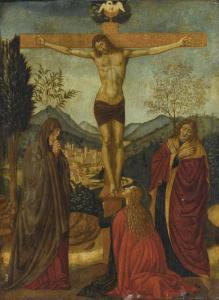 DI BENOZZO Alesso 1473-1528,THE CRUCIFIXION, WITH THE MADONNA AND SAINTS JOHN ,Sotheby's 2017-01-26