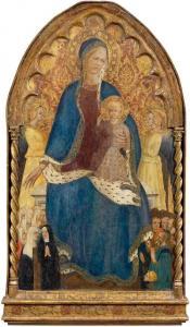 DI BIAGIO SANGUIGNI Battista 1393-1451,Madonna and Child with the donor and family i,Galerie Koller 2021-03-26