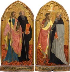 DI BIAGIO SANGUIGNI Battista 1393-1451,Saints John the Baptist and Anthony Abbot as ,Galerie Koller 2021-03-26