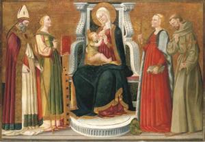 di BICCI Neri 1419-1491,The Madonna and Child with a Bishop Saint, Saints ,Christie's GB 2005-07-08