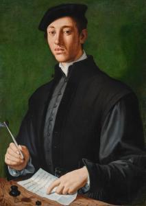 Di BRONZINO Agnolo C.Allori,Portrait of a young man with a quill and a sheet o,Sotheby's 2023-01-26