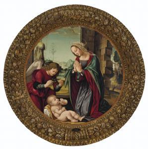 DI CREDI Lorenzo 1459-1537,The Madonna and an angel adoring the Christ Child,Christie's 2019-10-29
