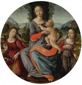 DI CREDI Tommaso 1490-1510,THE MADONNA AND CHILD IN A LANDSCAPE, WITH ANGELS,Sotheby's GB 2018-02-01