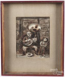 DI GIOIA Frank 1900-1981,street scene with musicians,Pook & Pook US 2017-10-09