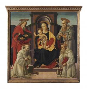 DI GIOVANNI BARTOLOMEO,The Madonna and Child enthroned with Saints John t,Christie's 2011-12-06