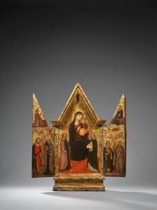 DI LORENZO Bicci 1368-1452,Vierge à l'Enfant entourée de sa,Artcurial | Briest - Poulain - F. Tajan 2024-11-26