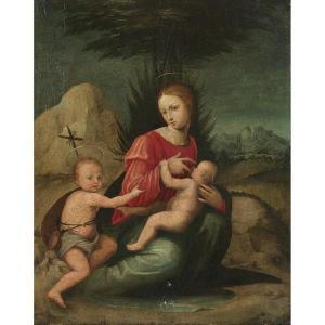 DI LORENZO LARCIANI Giovanni,La Vierge à l\’Enfant avec Saint Jean Baptiste,Tajan 2020-12-15