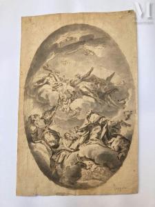 di MARIESCHI Jacopo Paolo 1711-1794,La Sainte Trinité apparaissant à un saint évê,Millon & Associés 2023-10-10