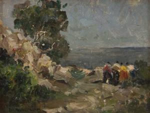 DI MARINO Francesco 1892-1954,Paesaggio roccioso con figure e mare sullo sfondo,Blindarte 2012-05-29