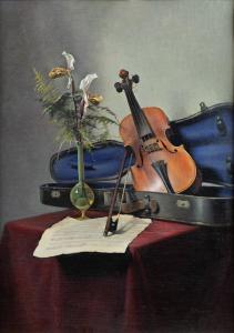 DI MASSA Romano 1900-1900,Orchidee e violino,1951,Sant'Agostino IT 2020-07-08