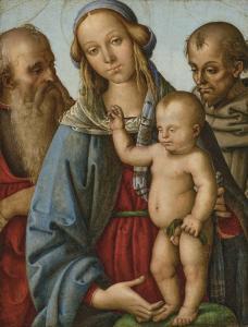 di ROCCO ZOPPO Giovanni Maria B 1450-1510,The Madonna and Child with Saint Jerome and Sa,Christie's 2023-07-06