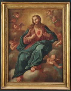 DI SPIGNA Alfonso 1697-1785,Gesu' in gloria mostra il cuore ardente olio sutela,Cambi IT 2011-03-15