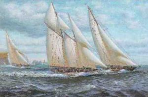 DIAK Dick 1900-1900,Westward and Britannia off Alum Bay,Sotheby's GB 2001-09-25