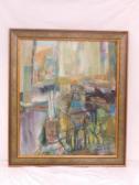 DIAMOND Helene M,abstract interior with birdcage,B.S. Slosberg, Inc. Auctioneers 2021-11-03