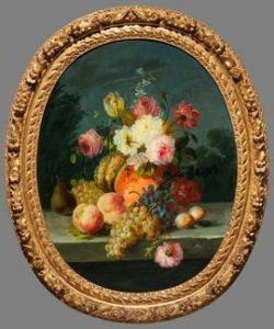 DIART Jules Édouard,Nature morte aux fruits et fleurs sur un entableme,Etienne de Baecque 2021-03-30