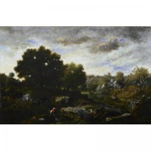 DIAZ DE LA PENA Narcisse Virgile,A PEASANT IN FONTAINEBLEAU FOREST,1864,Sotheby's 2005-10-25