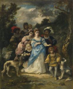 DIAZ DE LA PENA Narcisse Virgile 1807-1876,PROMENADE À LA ROBE BLEUE,1870,Sotheby's GB 2014-05-09