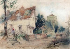DIBDIN Thomas R. Colman 1810-1893,Country scene with figure by a cottage an,1861,Canterbury Auction 2019-06-11