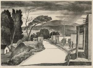 Dickerson William 1904-1972,Santa Fe – Street Scene,1947,Santa Fe Art Auction US 2024-03-13