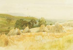 DICKSEE Francis Bernard 1853-1928,Corn stooks in a valley,Bellmans Fine Art Auctioneers 2024-03-28