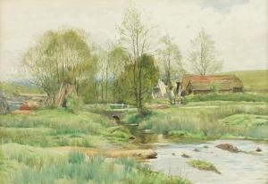 DICKSEE Francis Bernard 1853-1928,Farm buildings and a bridge th,1977,Bellmans Fine Art Auctioneers 2024-03-28