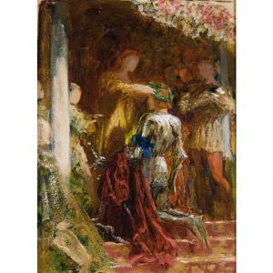 DICKSEE Francis Bernard,victory, a knight being crowned with a laurel-wrea,Sotheby's 2005-06-07