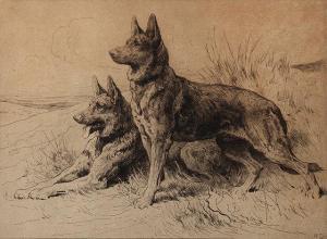 DICKSEE Herbert Thomas 1862-1942,Two German Shepherds,Mallams GB 2016-08-10
