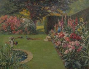 DICKSON Frank 1862-1936,peacocks and flower gardens,Burstow and Hewett GB 2024-02-29