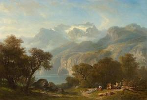 DIDAY Francois,Vierwaldstättersee mit Blick auf den Engelberger R,1861,Galerie Koller 2015-12-04