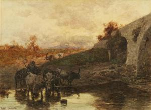 DIDIER Jules 1831-1914,Buffalo Herd by a Lake,Lempertz DE 2022-05-21