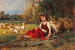 DIEFFENBACH Anton 1831-1914,A Young Goose Girl Resting,Palais Dorotheum AT 2022-02-22