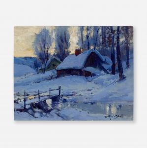 DIEHL Arthur Vidal 1870-1929,Snowy Scene, Country Cottage,Rago Arts and Auction Center US 2023-11-10