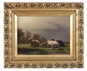 DIELMAN PIERRE EMMANUEL I 1800-1858,Sheep in a Pastoral Landscape,Adams IE 2019-10-15