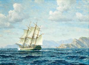 DIEMER Michael Zeno,A sailing ship off a southern coast with a lightho,Palais Dorotheum 2024-02-21