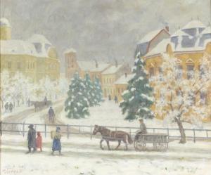 DIENES Janos 1884-1962,Street in winter,Pinter HU 2022-02-28