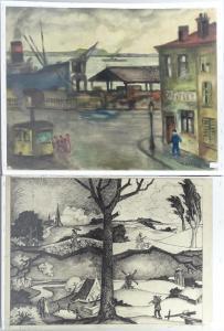 DIERICKX Raymond 1904-1978,paysage animé,Monsantic BE 2022-12-11