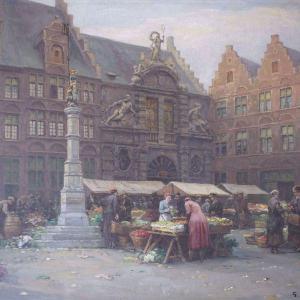 DIERKENS Gustave 1878-1940,Flower market,1936,Amberes BE 2022-01-24