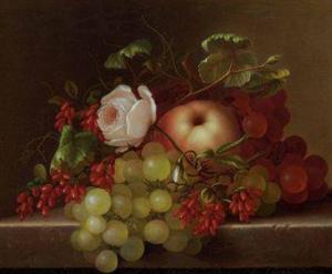 DIETRICH Adelheid 1827-1891,Still Life with Peach, Grapes and Rosehips,1865,Christie's GB 2010-12-01
