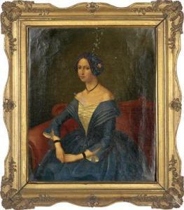 DIETRICH Carl 1821-1888,Porträt einer jungen Dame auf rotem Sofa,Palais Dorotheum AT 2009-12-03