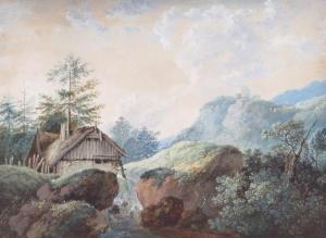 DIETRICH Christian Wilhelm E 1712-1774,A chalet by a river in a mountainous landsc,Woolley & Wallis 2015-12-10