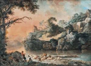 DIETRICH Christian Wilhelm E 1712-1774,Idyllic Landscape,Stahl DE 2016-11-26