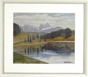 DIETZE Hermann 1900-1967,Blick über einen Bergsee auf die Pfrontener Berge,Allgauer DE 2010-04-15