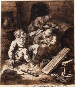 DIETZSCH Johann Albrecht 1720-1782,Wirtshausszene mit singenden Bauern und ei,1773,Galerie Bassenge 2022-12-02