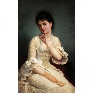 DIEUDONNE Eugène Paul 1825,PORTRAIT OF AN ELEGANT LADY IN A WHITE DRESS,Sotheby's GB 2006-05-18